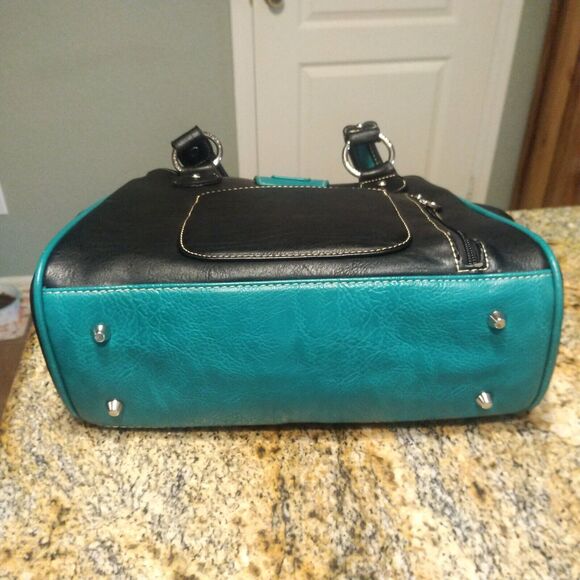 Montana West Womens Blue Conceal Carry Handbag Purse Rhinestone Buckle Studs EUC - Picture 7 of 16